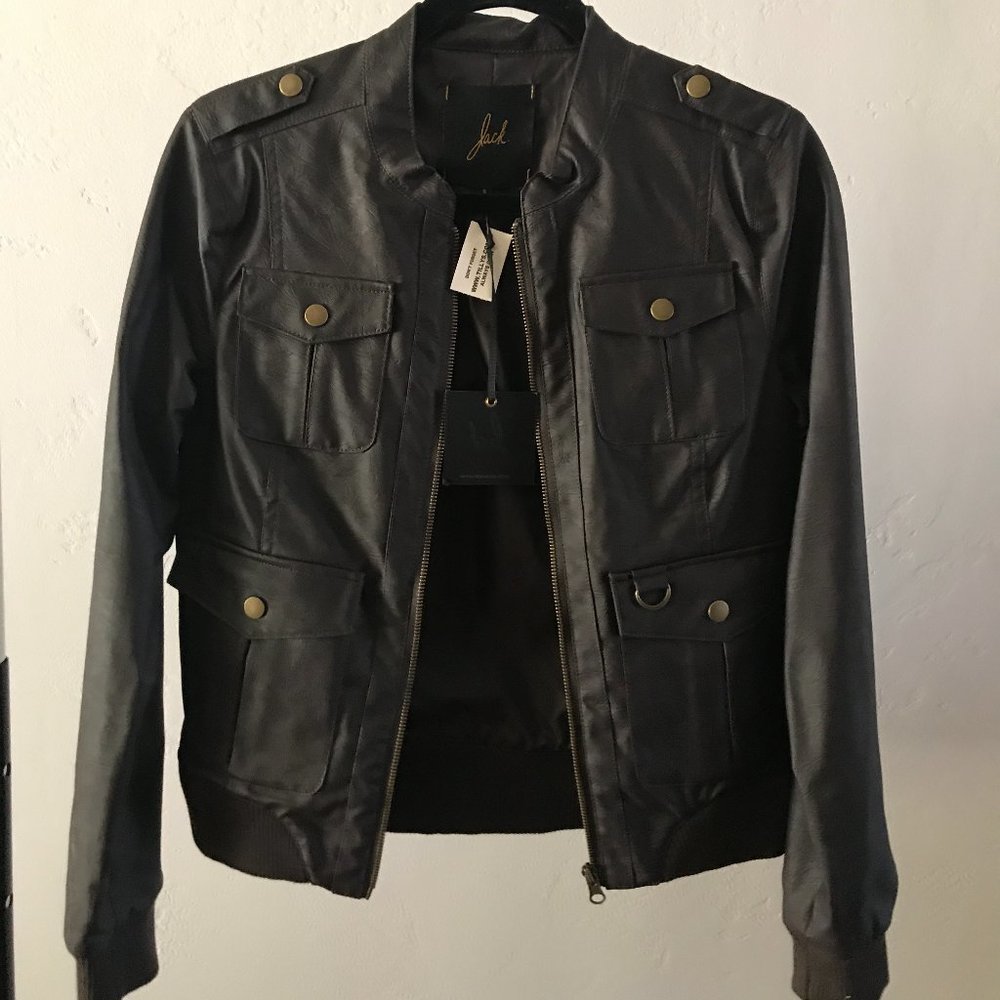 Jack by BB Dakota Black/Brown Leather Jacket NWT!!